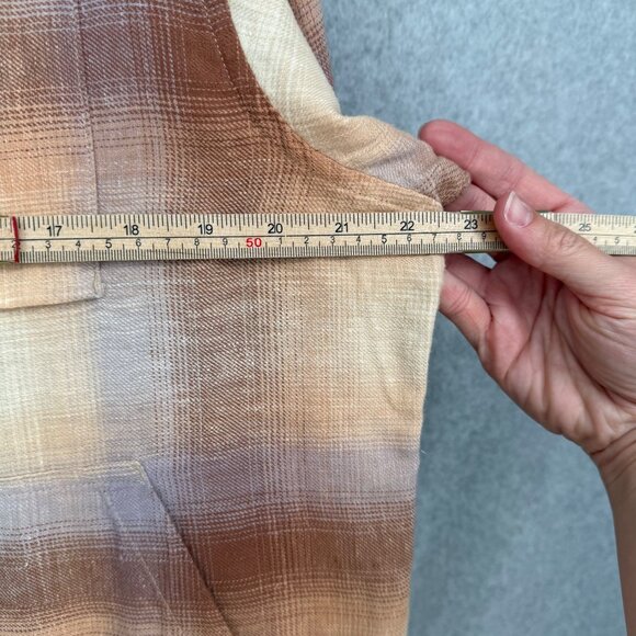 REI Co-op Womens Trailsmith Long-Sleeve Shirt Size L Peach Lavender Plaid Hemp - Picture 11 of 12